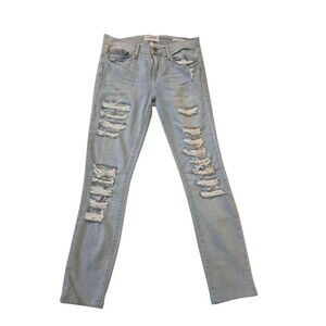 FRAME le Skinny de Jeanne Distressed Light Wash Jeans Stretch Denim Jeans sz 29